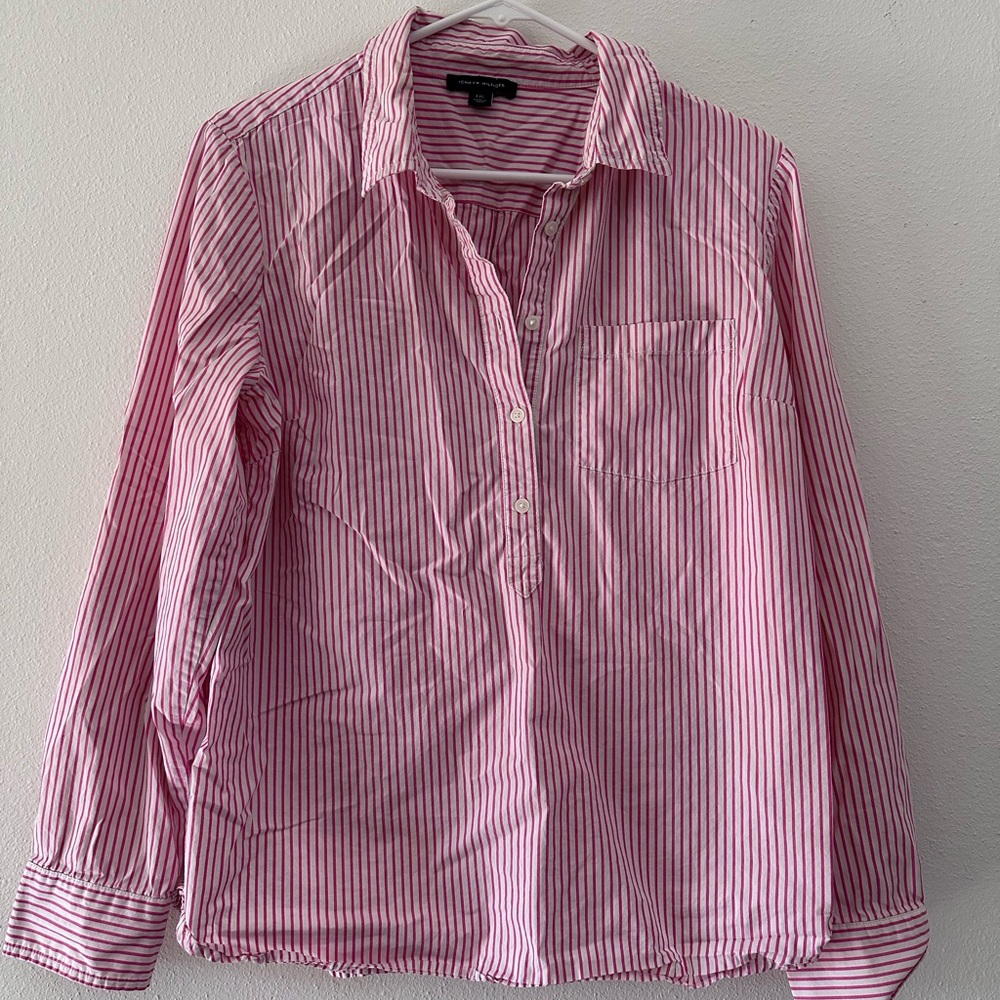 Tommy Hilfiger Pink and White Striped Shirt